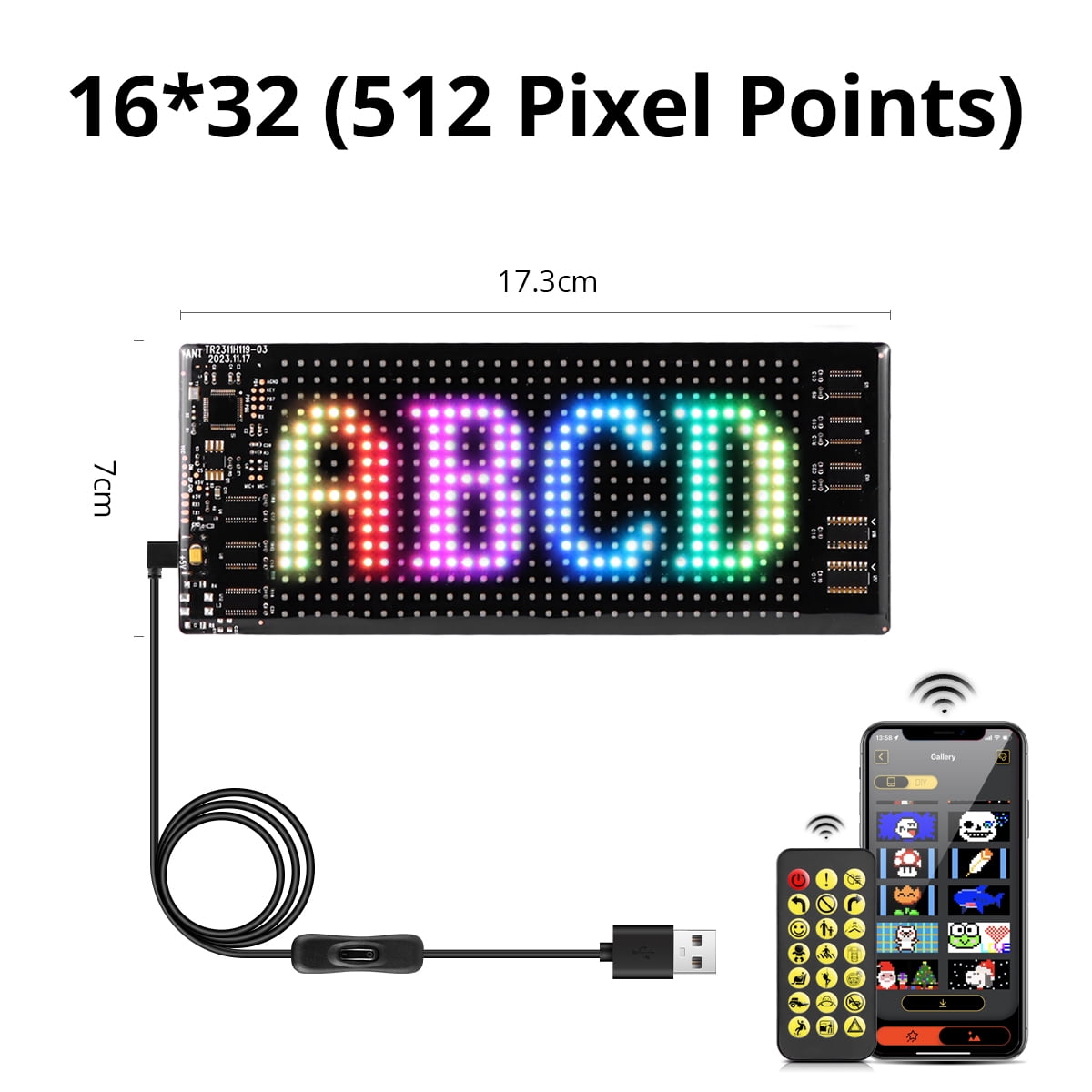 USB LED Screen Sign Scrolling Advertising Light Bluetooth APP Control ...