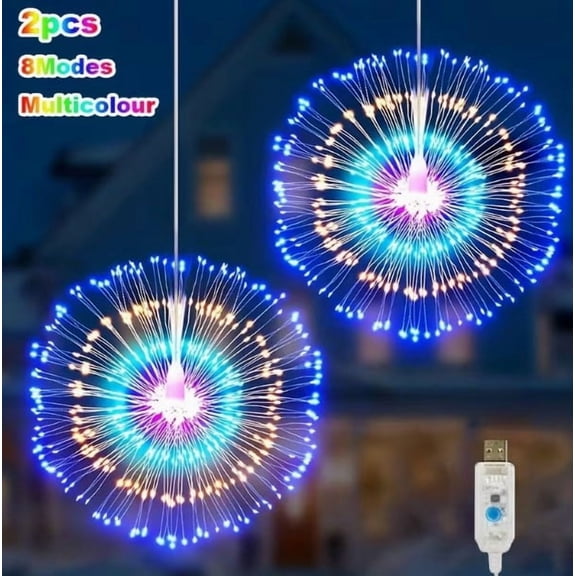 USB LED Starburst Fairy Light, Outdoor Hanging Decoration for Garden Party, Valentine's Day, Christmas, Weather-Resistant Patio String Light