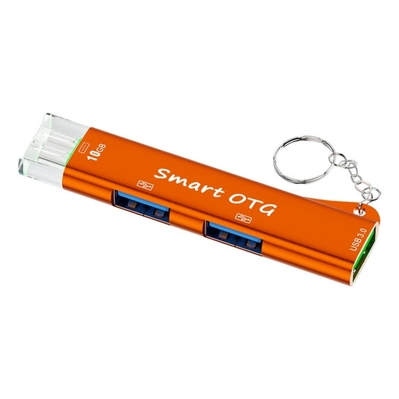 USB Laptop Docking Station with Keyring 3-In-1 Multiport 5Gbps USB 3.0 Portable OTG Aluminum Alloy USB-A Type-C Hub Adapter PC Accessories-Orange