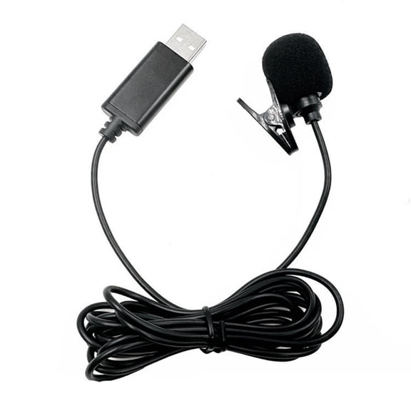 USB Lavalier Lapel Microphone Omnidirectional Wired Clip-on Mic Hands Free Plug & Play for Computer PC Laptop 2M