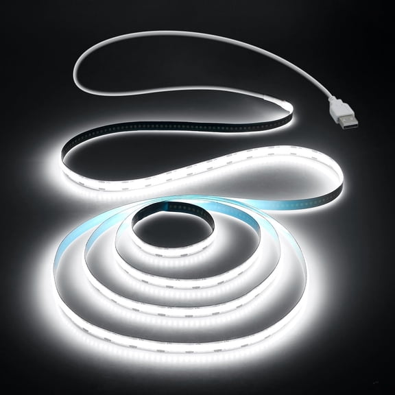 USB Led Light Strip COB Led Strip Lights 5V Daylight Cold White 6000K 3.28FT 320Leds Flexible TV Led Lights USB  1M for Under Cabinet Kitchen Living Room Shelving or Displays