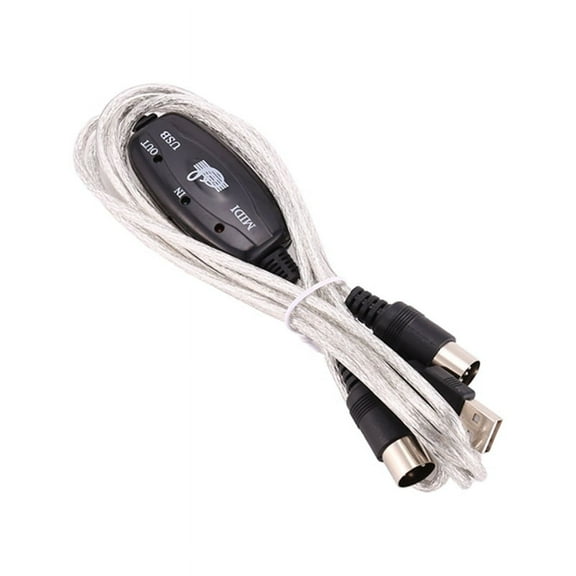 USB to MIDI 5Pin Cable Converter 2 in 1 to PC Audio Output Editing for Piano Electronic Electronic Musical Instruments,1 x MIDI cable to USB cable,black