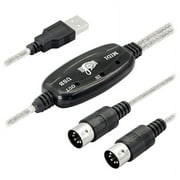 USB MIDI Cable Adapter USB Type A Male to MIDI Din 5 Pin In-Out Cable Interface with LED Indicator for Music Keyboard