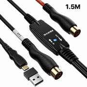 USB MIDI Cable No Driver MIDI Interface, EBXYA Type-C to USB-A 1.5M with 5-Pin DIN for Keyboard Recording, DAW Music Production & Studio Setup