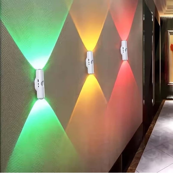 USB Magnetic Modern Wall Lamp,3-Color Battery-Powered Wall Lamp,Double-Headed Sconce Lights Up and Down Lighting Spotlight,for Hallways,Bedrooms,Bathroom,Living Room