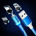 thumbnail image 1 of USB Magnetic Universal Charging Cable, LED Flowing Light Magnetic Cable For Apple, Samsung, Android - Blue (2 Pack), New, 1 of 14