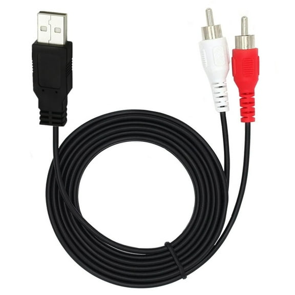 USB Male To 2RCA Video Converter Cable Adapter Cord Fit for TV PC Sound Transfer