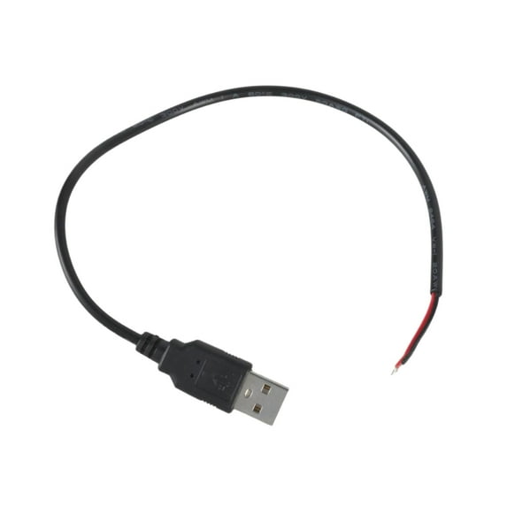 USB Male to 2Pin Pigtail Cable Power Cord 22AWG for DIY Repair Open End Extension Wire Supports 5V 3A Power Supply