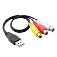 thumbnail image 1 of USB Male to 3RCA Female AV Video Sound Cable Molded Connectors Strain Relief for Tight Corner Setups, 1 of 8