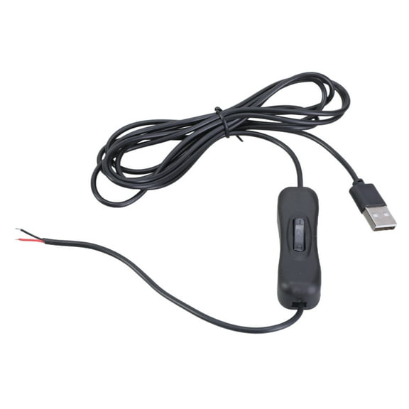 USB Male to Open End Cable 2 Cores Male Charging Cable with Switches for LED Light Fan Repair Connection Charging