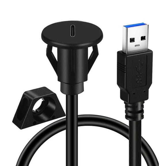 USB Male to USB C Female Dashboards Flush Mount Cable for Automotive Use, 5Gbps Data Transfer Perfect for Expanding