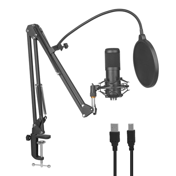 USB Microphone 24Bit/192KHZ Gaming PC Metal Mic Boom Arm Plug & Play,Shock Mount Kit Recording,Gaming,Podcast,Online Chat,Streaming,Home Studio,YouTube,Computer Mic for PS4/5 PC Gamer