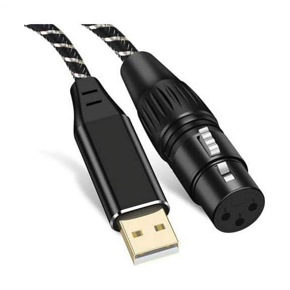 USB Microphone Cable, XLR Female to USB Microphone Connector Converter Cable for Microphone or Karaoke Recording, 6.6 feet (USB Male to XLR Female)