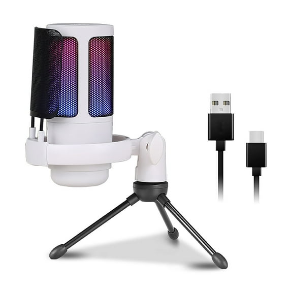 USB Microphone Condenser with Lighting and Mute Touch 30Hz-18KHz For Laptop Game Mic for Streaming and Podcasting