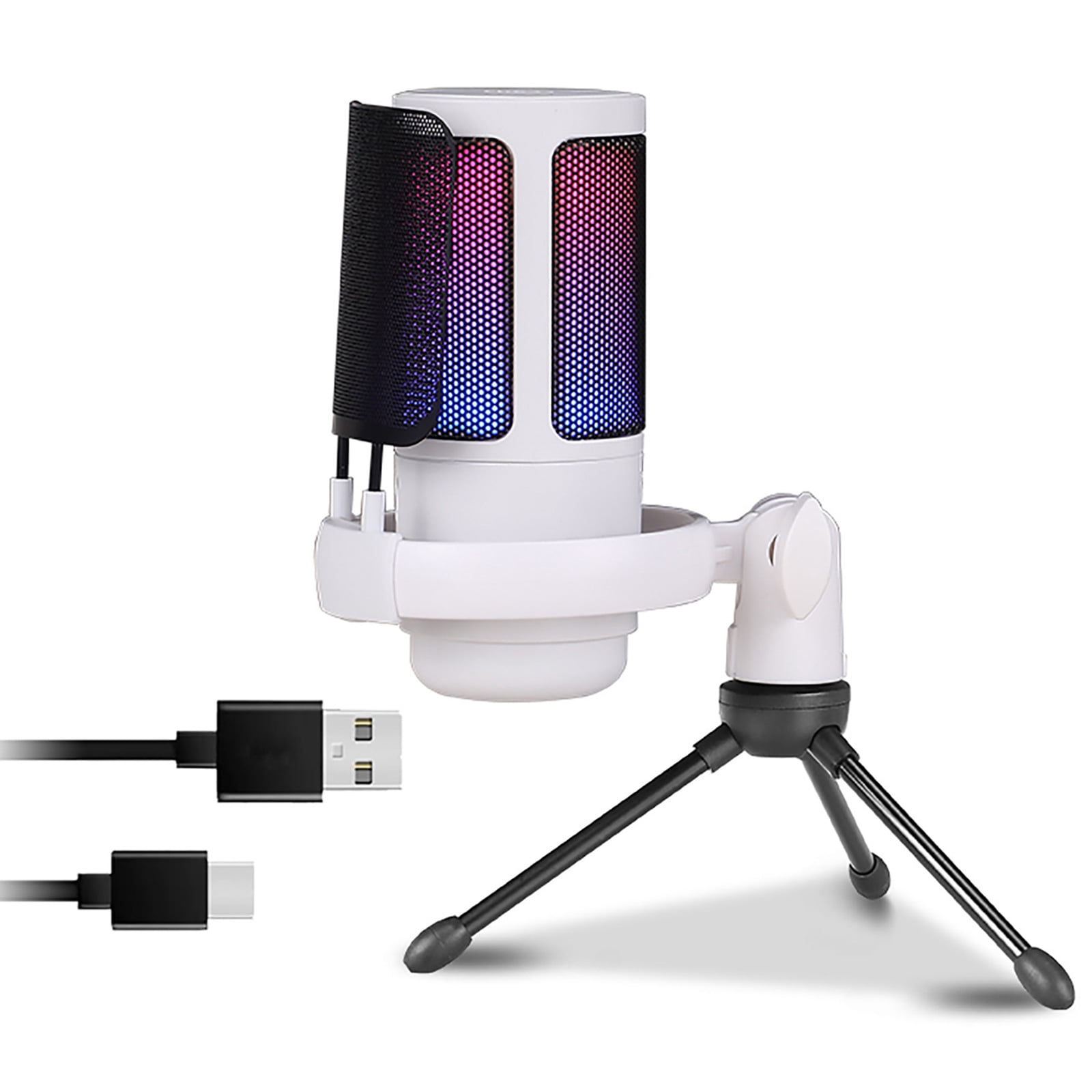 USB Condenser Microphone 192kHz Adjustable Lighting for Gaming and Streaming Podcasting Live Singing Mic Computer Mic