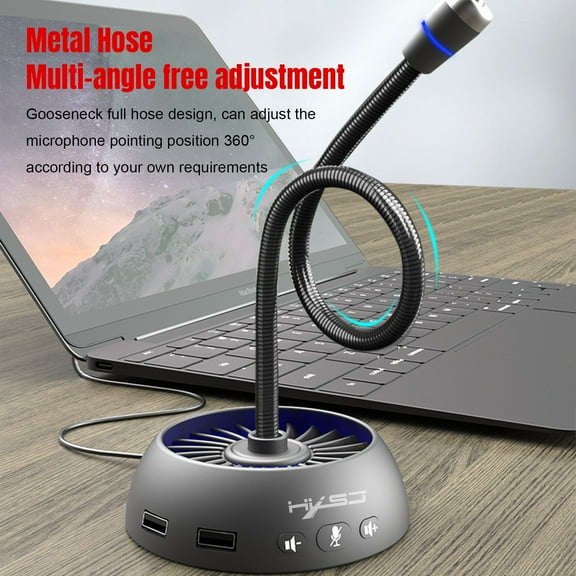 USB Microphone, F15 Omnidirectional Recording Mic With 360 Sound Pickup Noise Reduction Adjustable Gooseneck Plug And Play Clear Audio for Computer Gaming Streaming Podcast Online Meeting