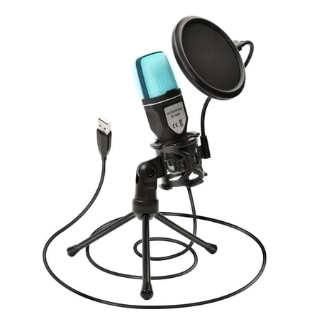 USB Microphone PC, RGB Gaming Microphone Condenser for PC Mobile Phone,PS4,PS5,Podcast,Recording,Streaming.Omnidirectional Mikrofon,Professional Noise Reduction
