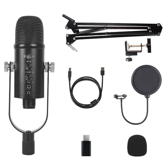 USB Microphone Professional Plug Play Studio Microphone with Stand for Gaming Online Chatting Videos Voice Streaming B