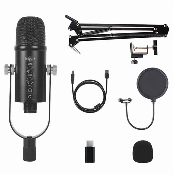 USB Microphone Professional Plug Play Studio Microphone with Stand for Gaming Online Chatting Videos Voice Streaming B