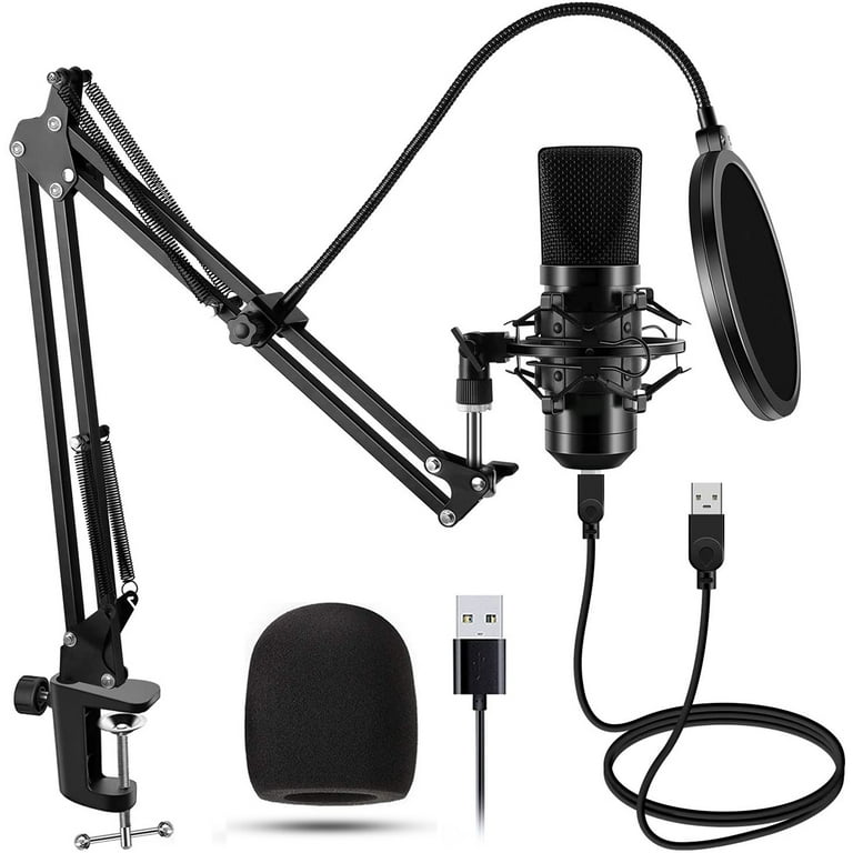 EPTISON - Micrófono condensador USB, 192 kHZ/24 bits profesional PC  Streaming cardioide Podcast kit de micrófono con brazo de pluma, montaje de  choque, filtro pop, para grabación, juegos, , Voice Over, reuniones 