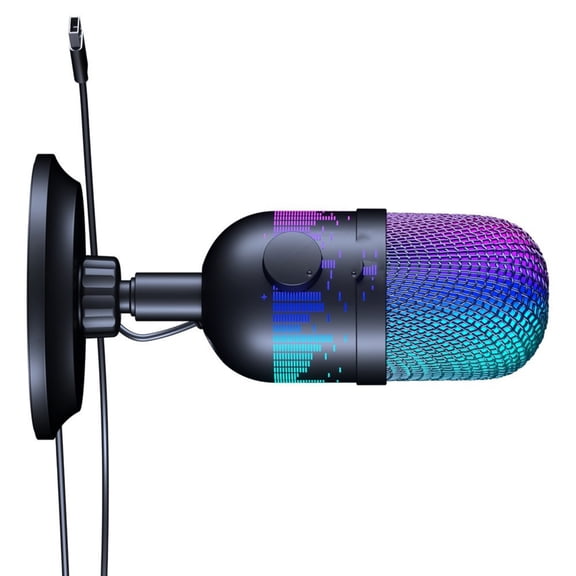 USB Microphone with Clear Sound and LED Lights Suitable for Gaming and Podcasting on Heart-Shaped Pointing Mic
