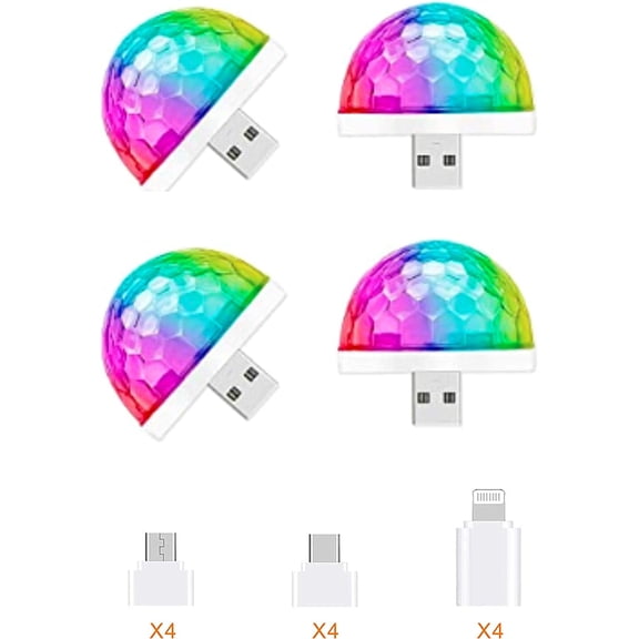 USB Mini Disco Stick, Multi-coloured LED Atmosphere Stick, Sound-Activated Magic Strobe Party Light for Home & Room Dance Parties, Birthday, Wedding & Xmas Decor (4 Pack)