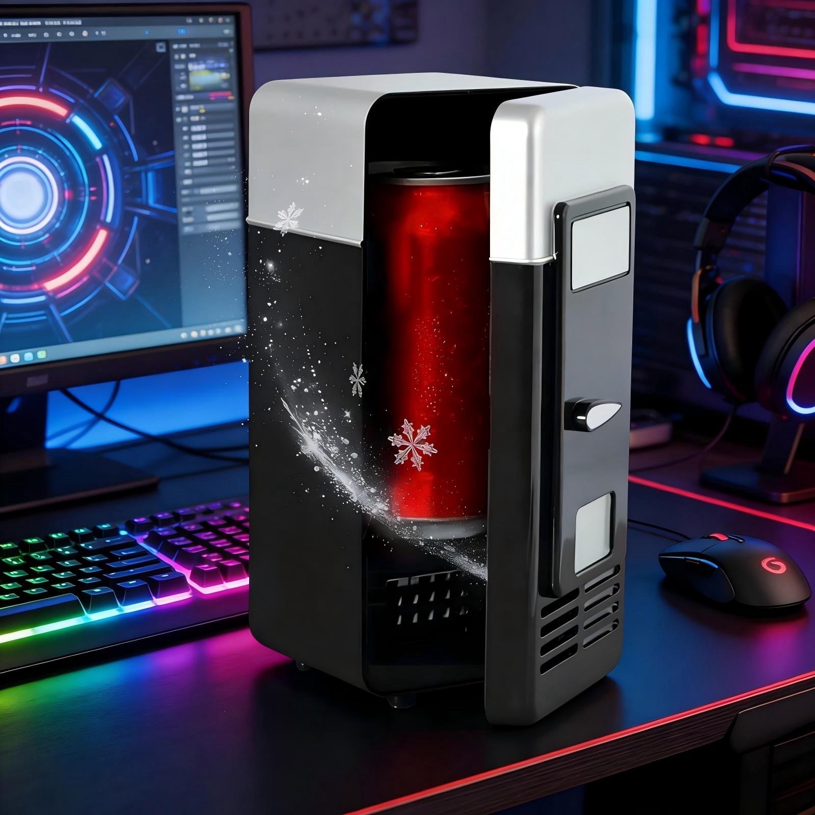 USB Mini Fridge Drink Cooler Portable Thermoelectric Beverage Cooler and Warmer with Precision Thermal Regulation for Dorm Office Car Travel