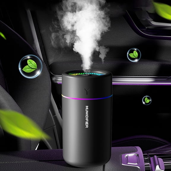 USB Mini Silent Mist Humidifier Compact Portable Fine Spray Circulating Moisturizing Device Soft Night Light Multi Scene Desktop Vehicle Air Hydration Tool(Black)