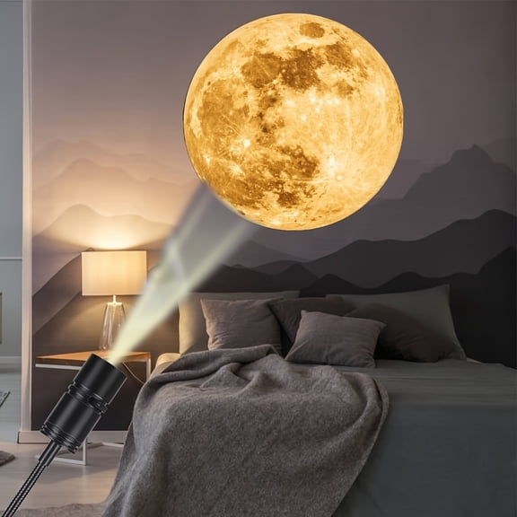 USB Moon & Earth Projector Lamp, 360° Rotatable & Brightness Adjustable Night Light, USB Powered for Computer/Laptop, Wall Ceiling Decor for Christmas Halloween Wedding Eid Al-Adha Gifts