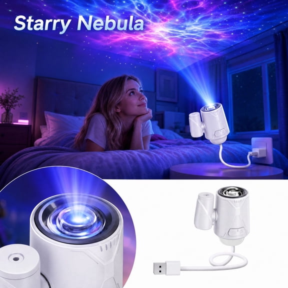 USB Nebula Sky Christmas Projector Lights,Galaxy Projector, Full-Starfield Cloud Aurora Lamp, Night Light Projector with Dual Cosmic Effects for Gaming Station, Streaming, Bedroom Light