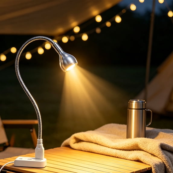 USB Night Light for Laptop Keyboard, Portable LED Computer Reading Lamp with Flexible Metal Neck Design, Mini Desk Light for Office Bedroom Travel Study Workspace and Home Decoration, Silver