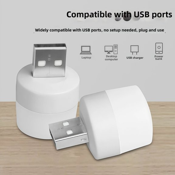 USB Night Light Portable LED Lamp for Bedroom Study Travel Compact Eye Friendly