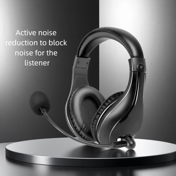 USB Noise-Cancelling Headset with Microphone, In-line Volume/Mute Control, 3.5mm Stereo HD for Office, Skype Zoom, Extensible Cable