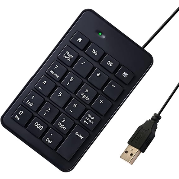 USB Numeric Keypad, Portable Mini Wired Numpad, 23 Keys Accounting Number Keyboard Extension, For Laptop Desktop Computer PC, Black