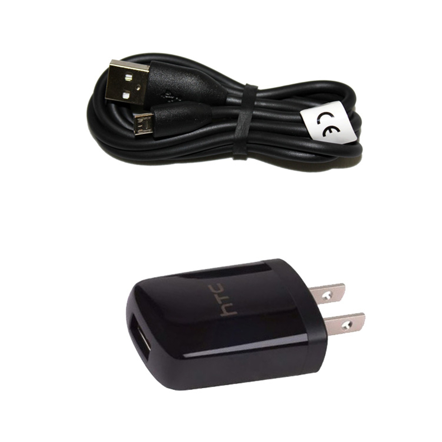 HTC U250 / CNR6300 OEM Wall Travel Charger With USB Cable – Open Box, Black