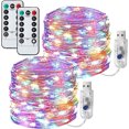 thumbnail image 1 of USB Operated Copper Fairy Lights, 2 Pack 66Ft 200 LED Outdoor Fairy String Lights with Remote , 8 Modes Silver Wire Twinkle Lights for  Bedroom, Dorm, Patio, Christmas, Party, Indoor (Multi-colored), 1 of 7