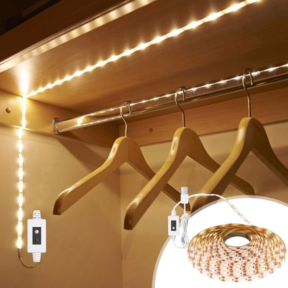 USB Operated LED Strip Lights Motion Sensor for Under Cabinet Counter Lighting - 2M 6.56Ft Flexible Tape for Wardrobe Stair Pantry Cupboard Bed Locker Closet Kitchen Shelf