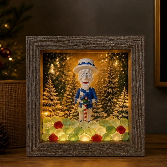 USB Operated Snow Miser Shadow Box Night Light,Heat Miser & Snow Miser shadow box with lights,Lighthouse Themed Warm Glow Lamp,Decorative Bedroom Entryway Christmas Display Light