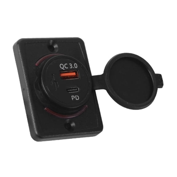 USB Outlet 12V-24V USB Charging Socket with Dust Cap Waterproof USB Charge