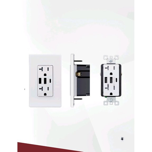 USB Outlet 6.0A Type C Outlet 5V 30W Fast Charge USB Charger with 20 Amp TR Wall Outlet Receptacle, Compatible with iPhone/Samsung/Google/Fire/LG, UL Listed (1, White)$$Tools & Hardware Other