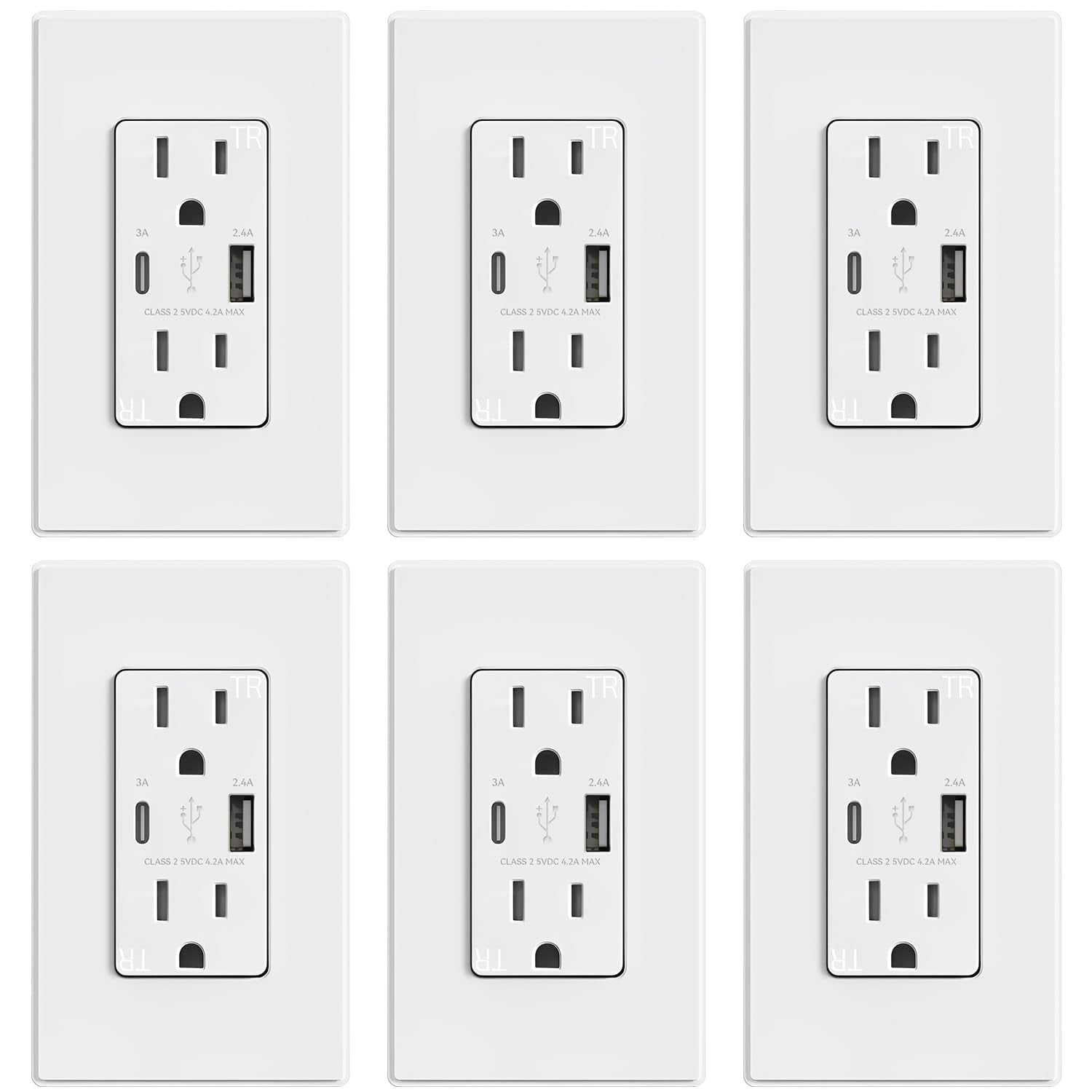 USB Outlets, 15 Amp Wall Outlet with USB Ports, 21W USB Outlets Rectas ...