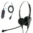 thumbnail image 1 of USB PC Computer Binaural Headset with Plug N Play USB Adapter for MS Lync, Skype, Cisco Jabber, Avaya One-x Agent for Call Centers, 1 of 6