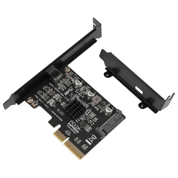 USB PCIE Card Type C PCI-Express 4X to USB 3.2 Gen 2X2 (20Gbps) ASM3242 Chipset for 8/10/Linux,1 x Expansion Card 1 x low profile holder,black