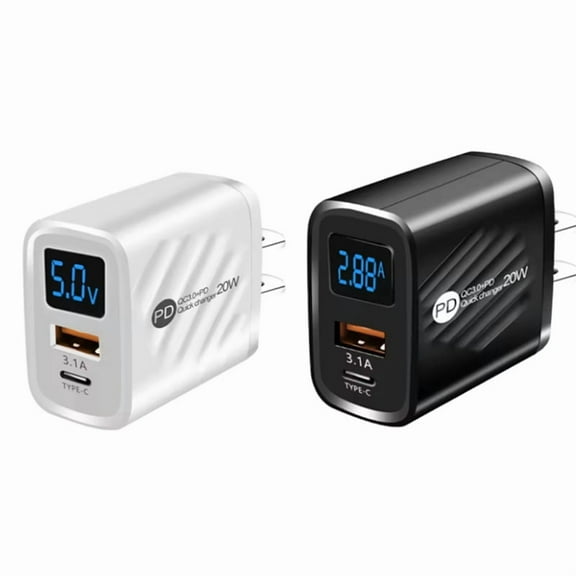 USB PD Charger 20W Fast Charging Type C Digital Display Phone Charge Adapter USB C Wall Charger US Plug