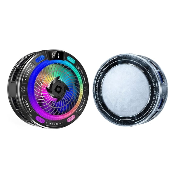 USB Phone Fan with Real-Time Temp Display, AI Smart Control, 100-Level Fan, 4 RGB Modes, Large Cooling Area, Semiconductor Phone Cooling Fan, Magnetic & Clip-On for iPhone Android, Gaming TikTok Live