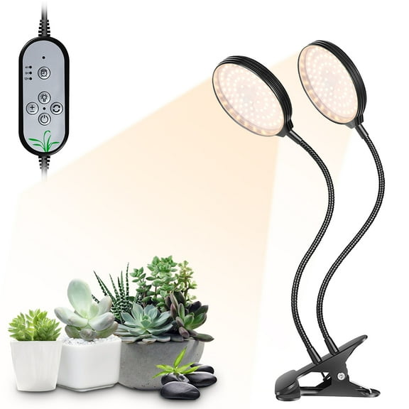 MIXFEER USB Plant Grow Light 156 LEDs Sunlight Full Spectrum Adjustable Desktop Clamp Growing Lamp for Indoor Plants 5 Dimmable Levels 4/8/12H Timer