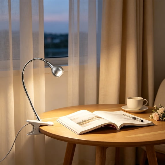 USB Plug-In Clip On Reading Lamp, Flexible Metal Gooseneck Clamp Light, 360 Degree Adjustable Soft Light Mini Book Light for Desk, Bedside, Travel