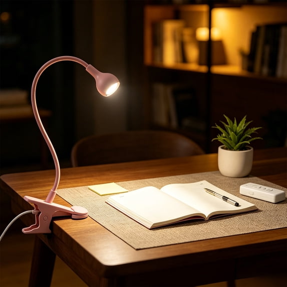 USB Plug-In Clip On Reading Lamp, Flexible Metal Gooseneck Clamp Light, 360 Degree Adjustable Soft Light Mini Book Light for Desk, Bedside, Travel