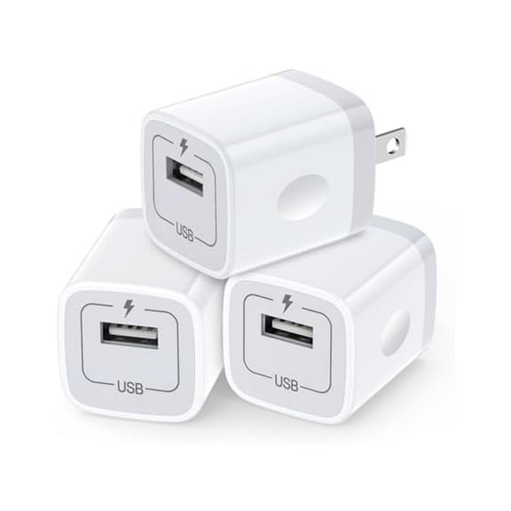 USB Plug Wall Adapter for iPhone,1A/5V Single Port Phone Wall Charger Block Charging Cube Box Brick 3 Pack for iPhone 15 Pro Max/14/13/12/11,Samsung Galaxy S24/S23/S22/S21/S20/A55/A14,Google Pixel 8a