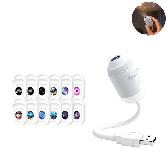 USB Plug-in Projector Night Light, Adjustable Flexible Neck LED Star Sky Projection Lamp, Portable Romantic Ambiance Light for Bedroom Ceiling Party Decor